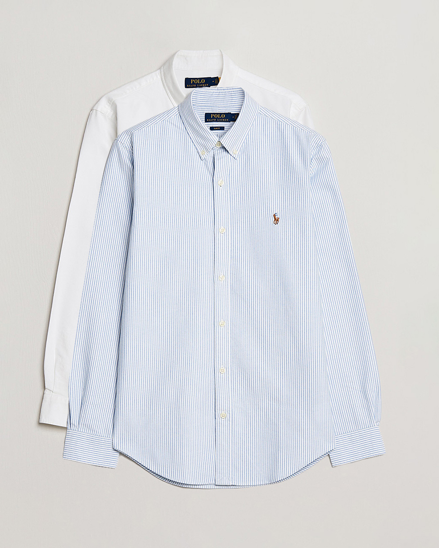 Uomini | Camicie | Polo Ralph Lauren | 2-Pack Slim Fit Shirt Oxford White/Stripes Blue