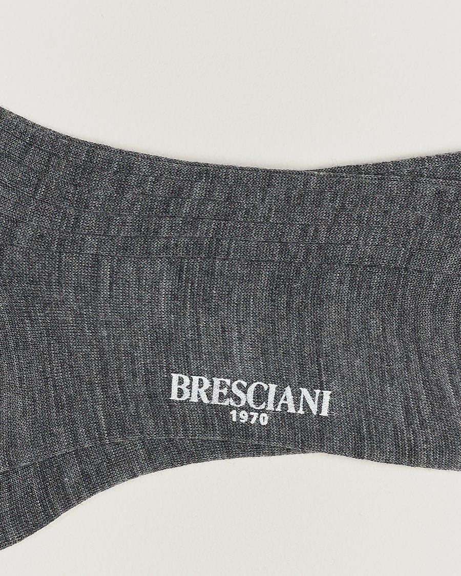 Uomini | Biancheria intima | Bresciani | 3-pack Wool/Nylon Ribbed Short Socks Medium Grey