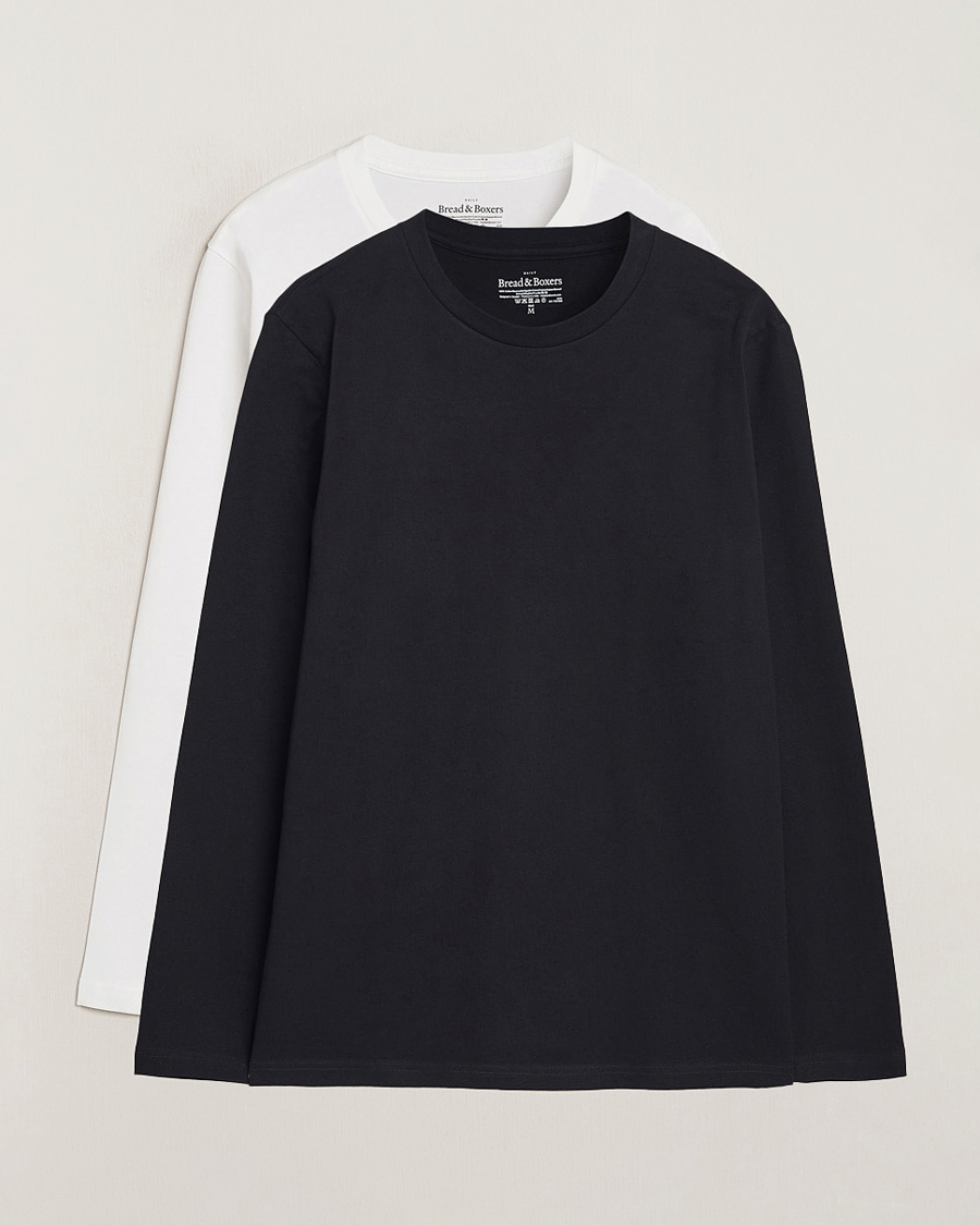 Uomini | T-shirt | Bread & Boxers | 2-pack Long Sleeve T-Shirts White/Black