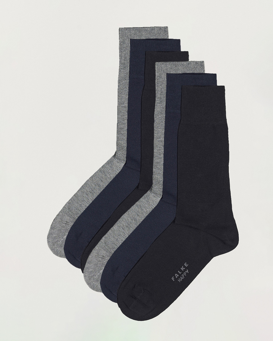 Uomini | Biancheria intima | Falke | 6-pack Happy Cotton Socks Black/Navy/Light Grey