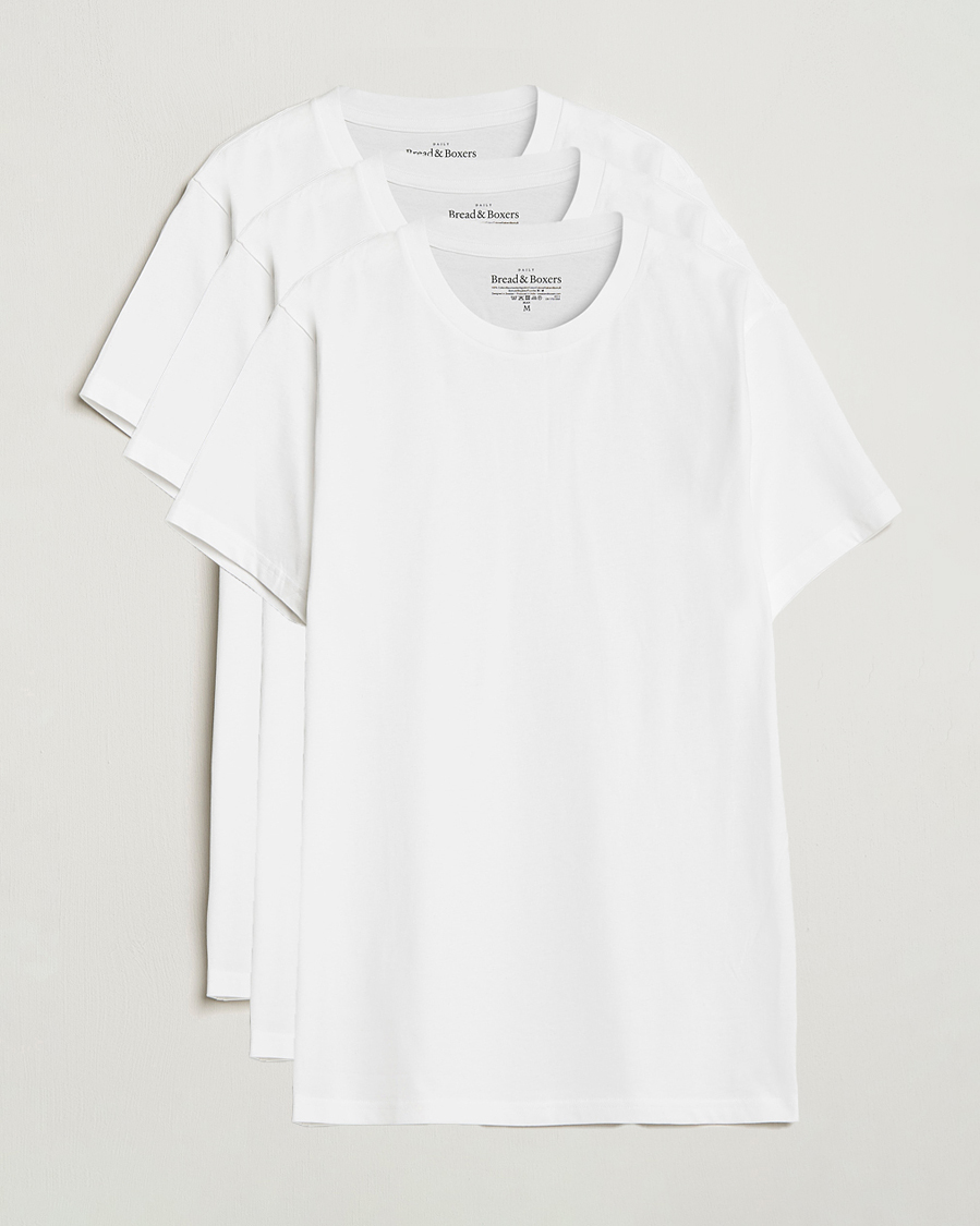 Uomini | T-shirt | Bread & Boxers | 3-pack Crew Neck Regular T-Shirt White