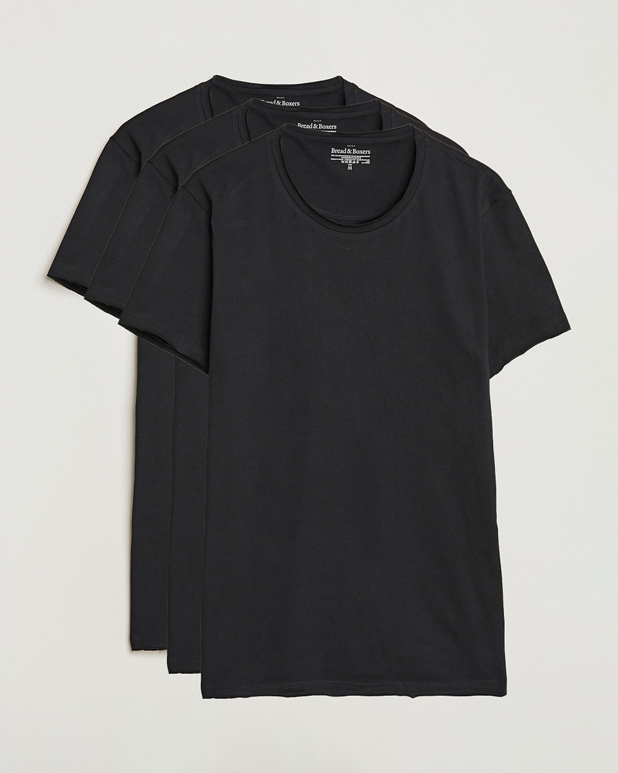 Uomini | T-shirt | Bread & Boxers | 3-pack Crew Neck Relaxed Black