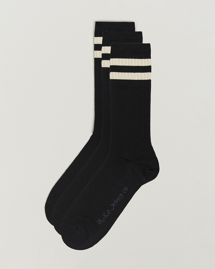 Uomini | Biancheria intima | Nudie Jeans | 3-pack Amundsson Tennis Socks Black/White