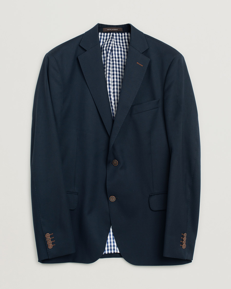Uomini | Oscar Jacobson Edmund Club Blazer Navy | Pre-owned | Oscar Jacobson Edmund Club Blazer Navy