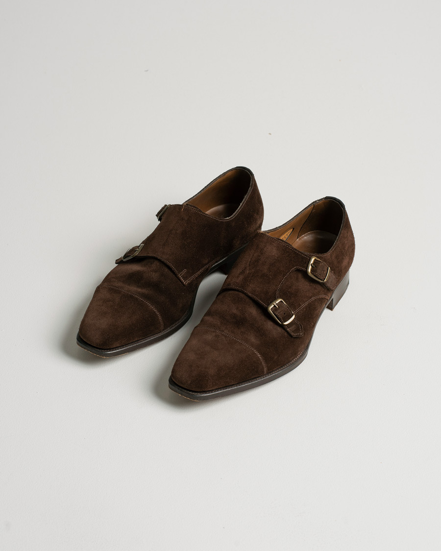 Uomini | Edward Green Westminster Double Monk Mink Suede | Pre-owned | Edward Green Westminster Double Monk Mink Suede