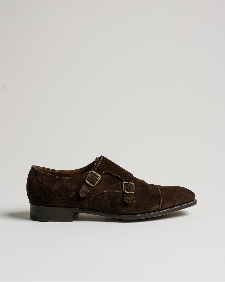Uomini | Edward Green Westminster Double Monk Mink Suede | Pre-owned | Edward Green Westminster Double Monk Mink Suede