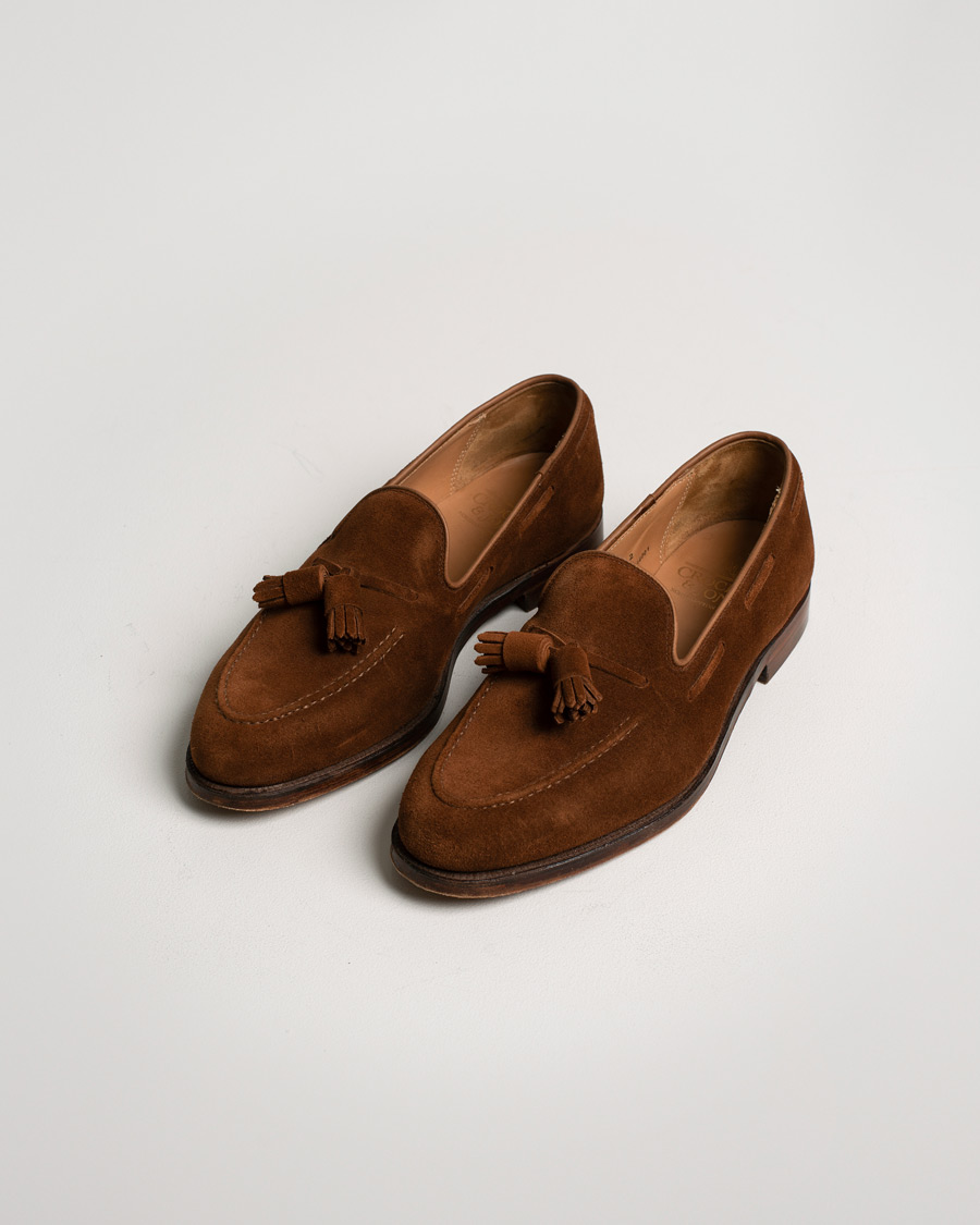 Uomini | Crockett & Jones Cavendish Tassel Loafer Polo Suede | Pre-owned | Crockett & Jones Cavendish Tassel Loafer Polo Suede