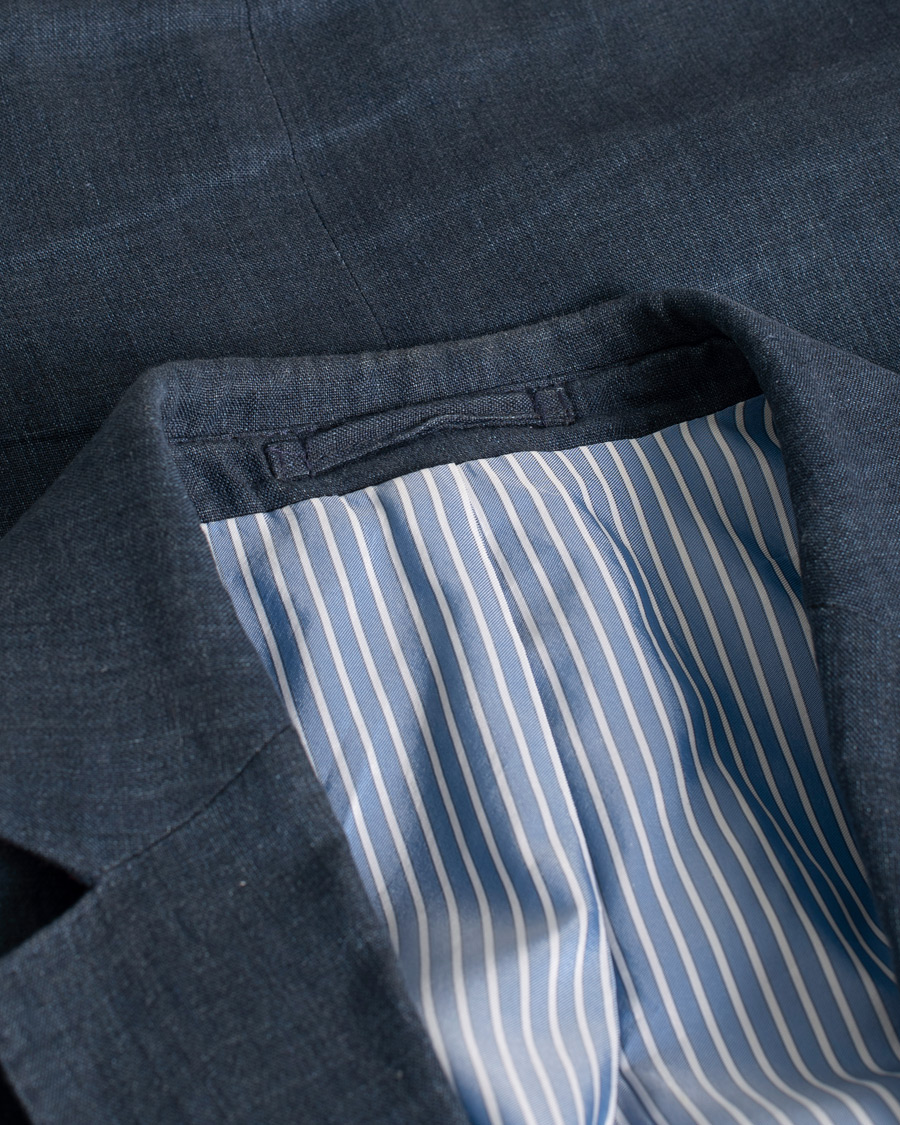 Uomini | Hackett Textured Cotton/Linen Blazer Blue | Pre-owned | Hackett Textured Cotton/Linen Blazer Blue