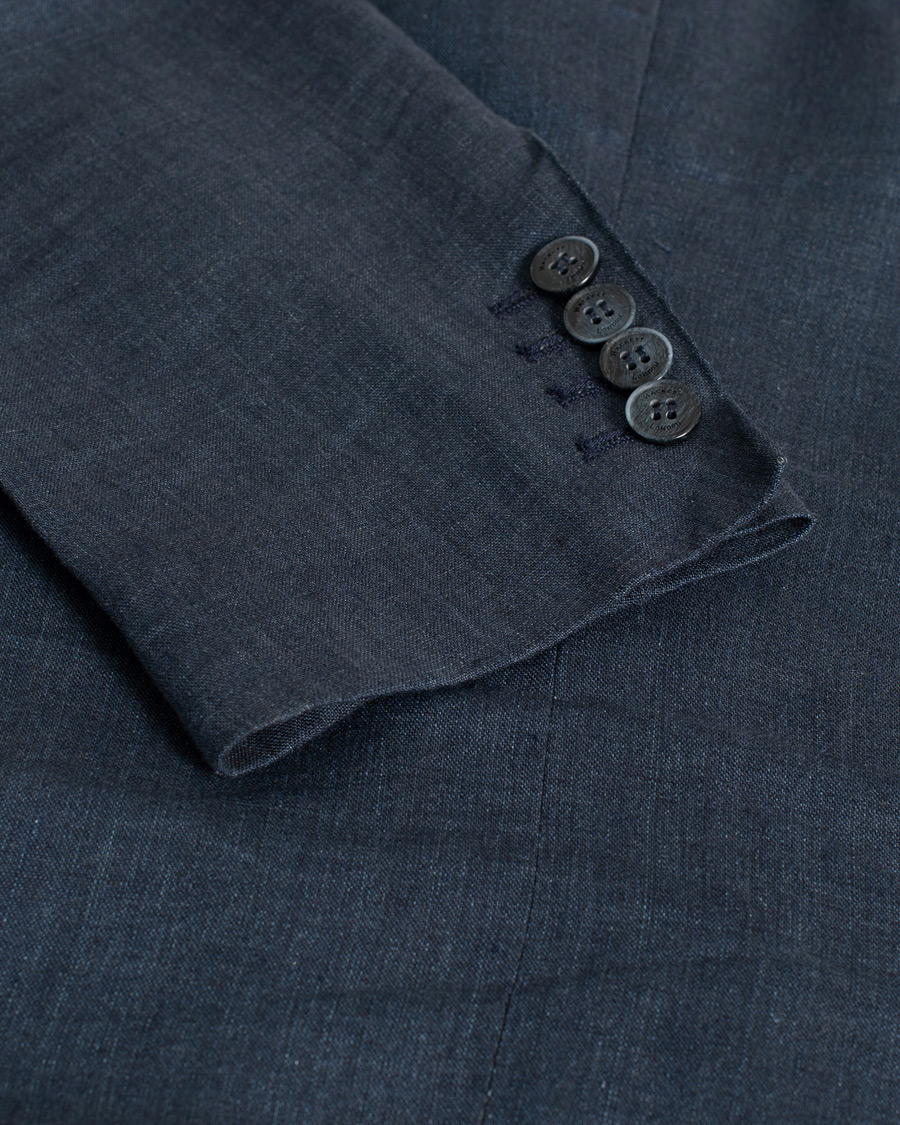 Uomini | Hackett Textured Cotton/Linen Blazer Blue | Pre-owned | Hackett Textured Cotton/Linen Blazer Blue