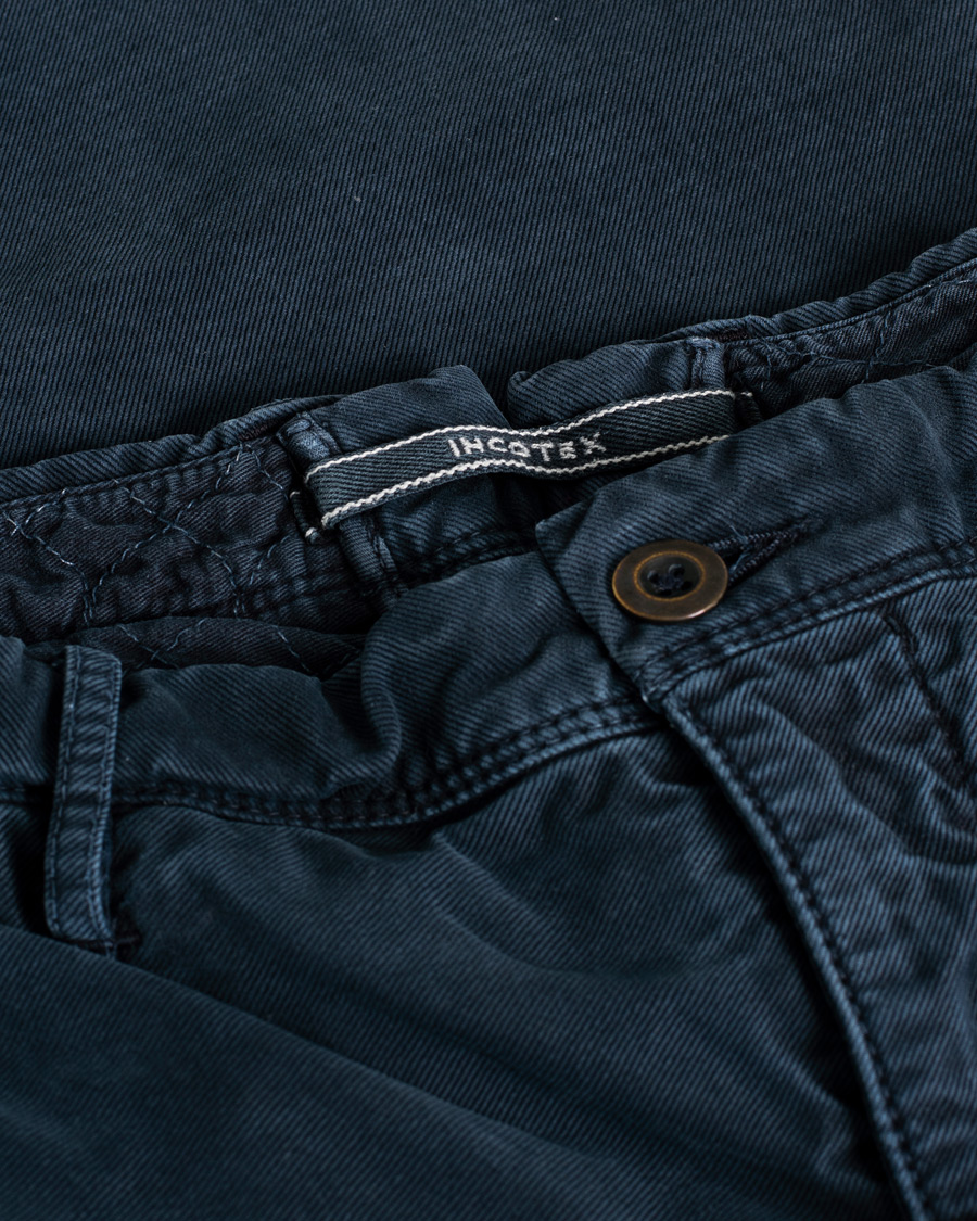 Uomini | Incotex Slim Fit Garment Dyed Washed Chino Navy | Pre-owned | Incotex Slim Fit Garment Dyed Washed Chino Navy