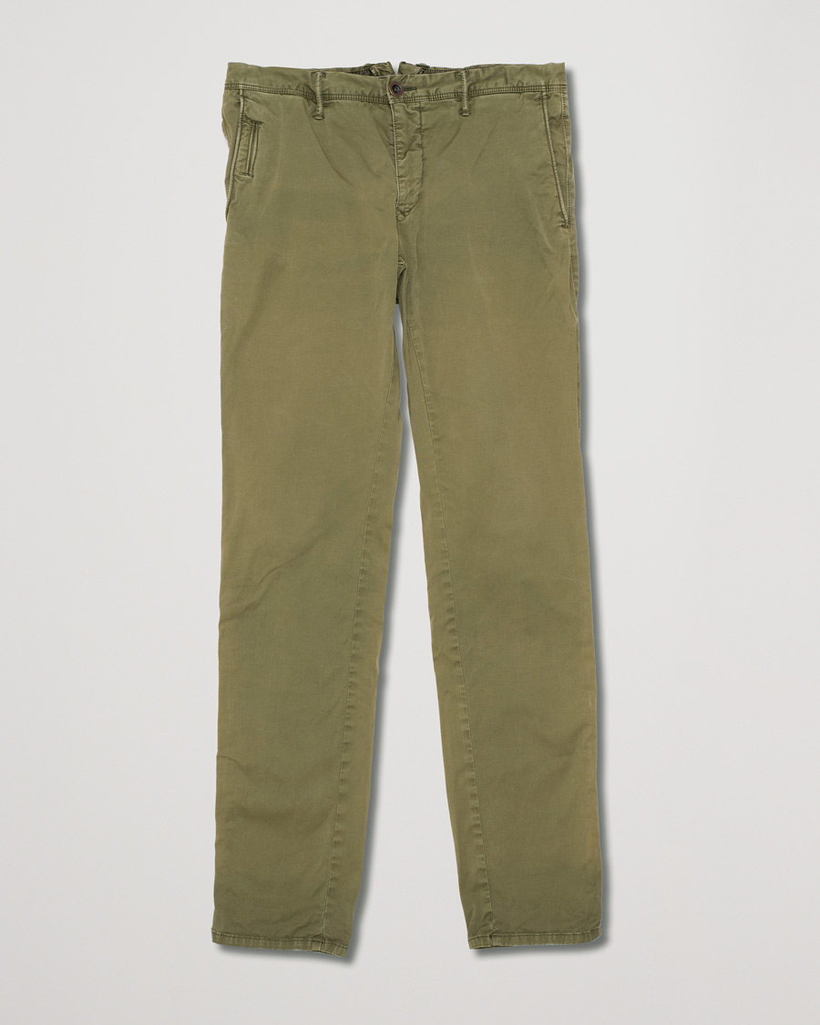 Uomini | Incotex Slim Fit Garment Dyed Washed Chino Green W33 | Pre-owned | Incotex Slim Fit Garment Dyed Washed Chino Green W33
