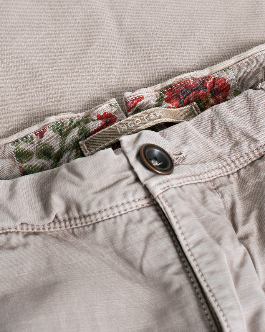 Uomini | Slim Fit Linen/Cotton Chino Beige W34 | Pre-owned | Slim Fit Linen/Cotton Chino Beige W34