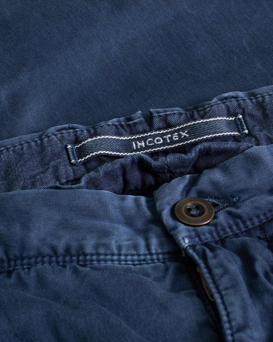 Uomini | Incotex Slim Fit Garment Dyed Washed Chino Blue W33 | Pre-owned | Incotex Slim Fit Garment Dyed Washed Chino Blue W33
