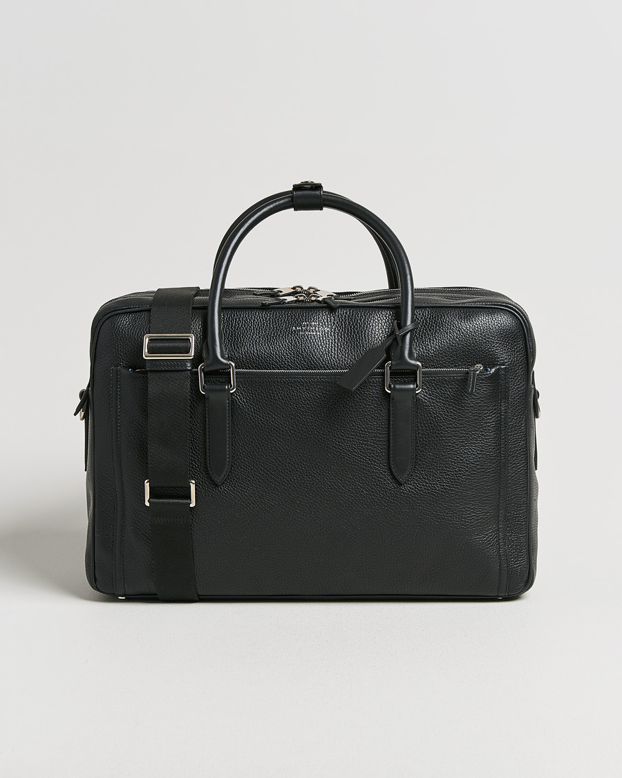Uomini | Smythson Burlington 24 Hour Bag Black Deerskin | Pre-owned | Smythson Burlington 24 Hour Bag Black Deerskin