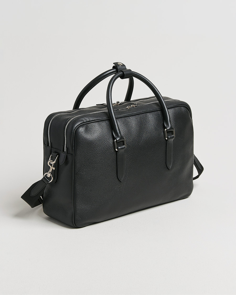 Uomini | Smythson Burlington 24 Hour Bag Black Deerskin | Pre-owned | Smythson Burlington 24 Hour Bag Black Deerskin