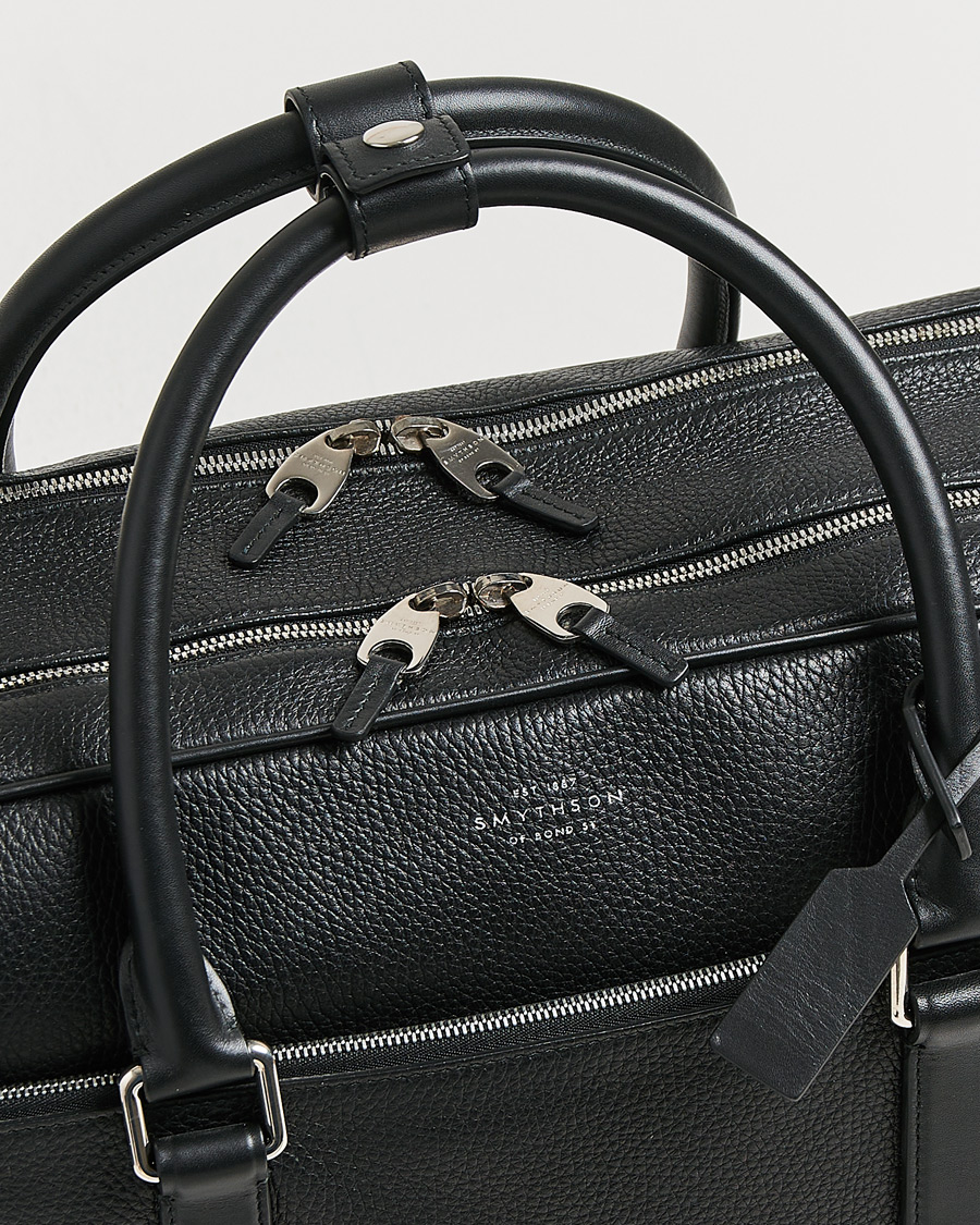 Uomini | Smythson Burlington 24 Hour Bag Black Deerskin | Pre-owned | Smythson Burlington 24 Hour Bag Black Deerskin