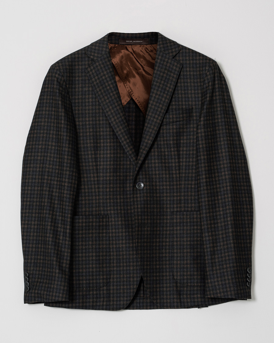 Uomini | Oscar Jacobson Epic Check Fratelli Tallia Di Delfino Blazer Brown 92 | Pre-owned | Oscar Jacobson Epic Check Fratelli Tallia Di Delfino Blazer Brown 92
