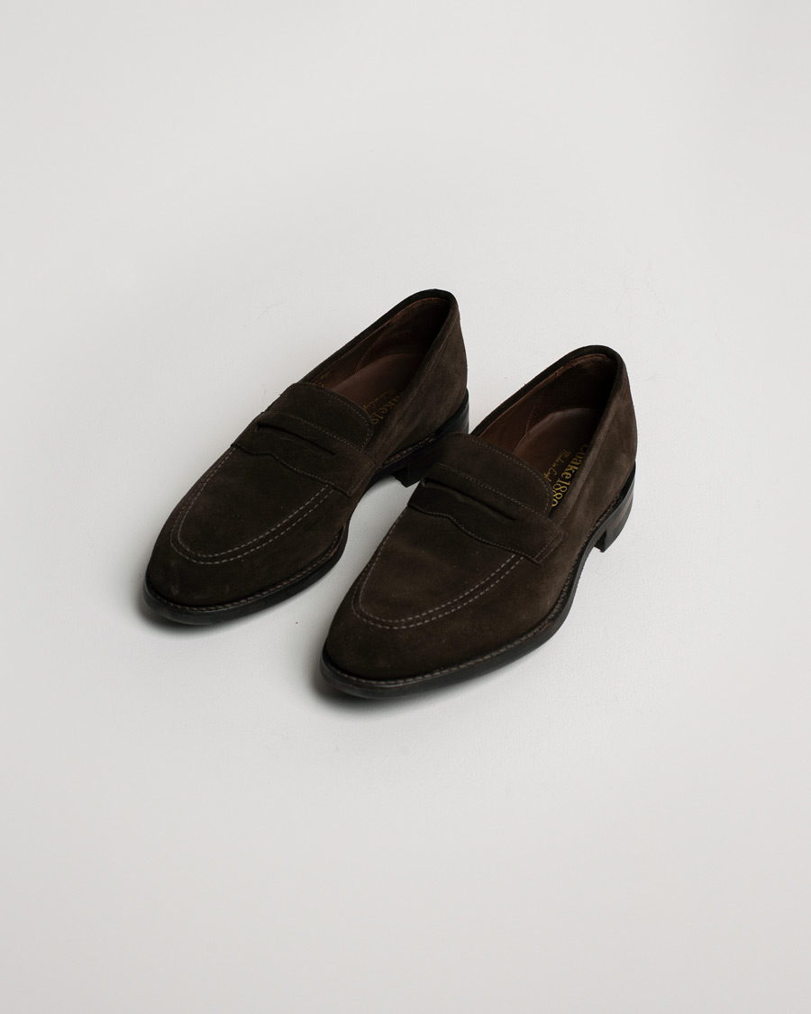 Uomini | Loake 1880 MTO Whitehall Dainite Penny Loafer Brown Suede | Pre-owned | Loake 1880 MTO Whitehall Dainite Penny Loafer Brown Suede