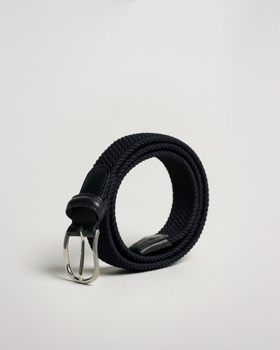 Uomini | Anderson's Stretch Woven 3,5 cm Belt Navy | Pre-owned | Anderson's Stretch Woven 3,5 cm Belt Navy