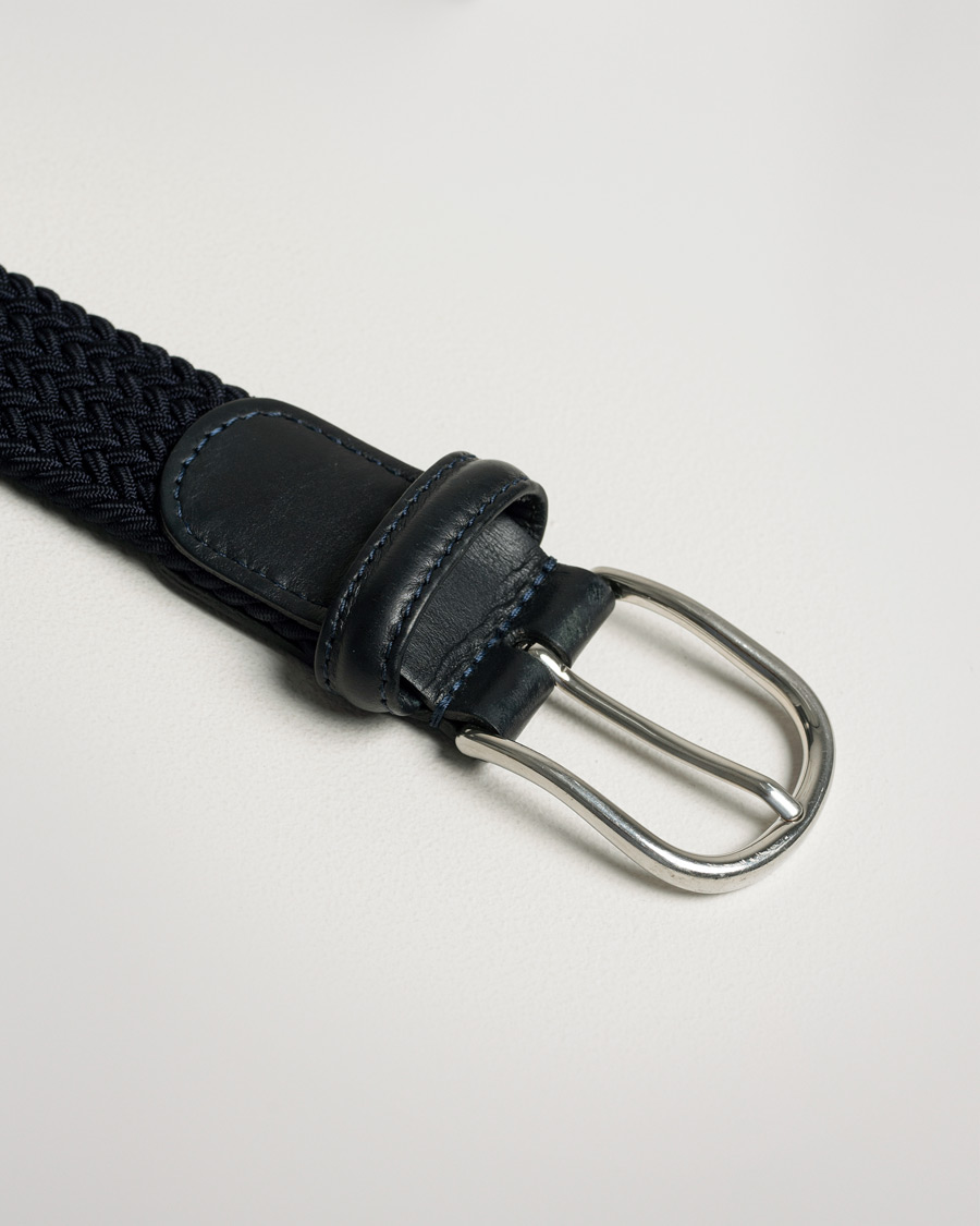 Uomini | Anderson's Stretch Woven 3,5 cm Belt Navy | Pre-owned | Anderson's Stretch Woven 3,5 cm Belt Navy