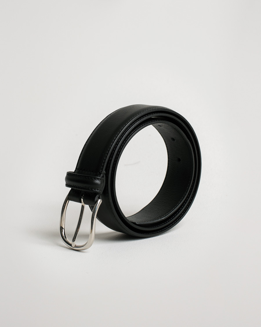 Uomini | Anderson's Double Nappa Calf 3,5 cm Belt Black | Pre-owned | Anderson's Double Nappa Calf 3,5 cm Belt Black