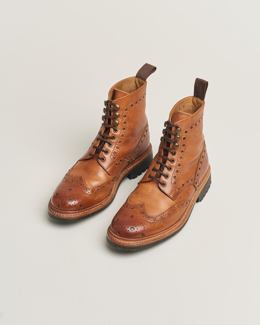 Uomini | Grenson Fred Brogue Boot Commando Sole Cognac Calf UK6 - EU40 | Pre-owned | Grenson Fred Brogue Boot Commando Sole Cognac Calf UK6 - EU40