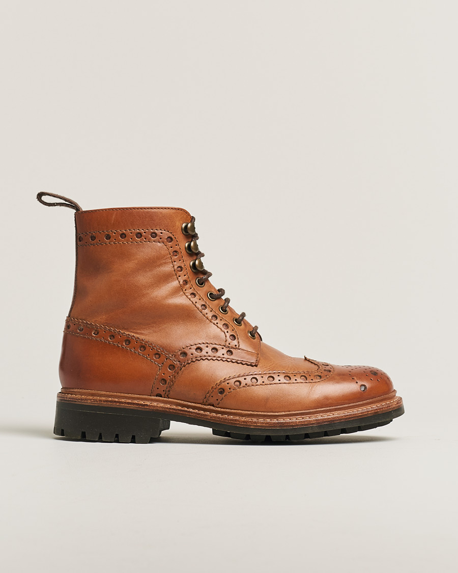 Uomini | Grenson Fred Brogue Boot Commando Sole Cognac Calf UK6 - EU40 | Pre-owned | Grenson Fred Brogue Boot Commando Sole Cognac Calf UK6 - EU40
