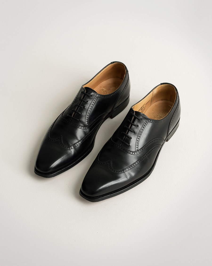 Uomini | Crockett & Jones Drummond Oxford Leatcher Sole Black Calf | Pre-owned | Crockett & Jones Drummond Oxford Leatcher Sole Black Calf