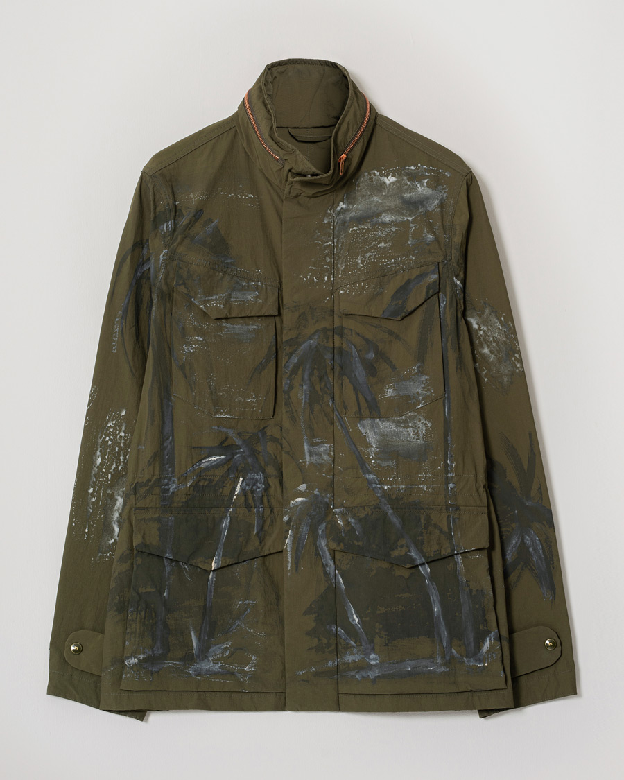 Uomini | Giacche | Pre-owned | President's Safety Vintage Nylon Washed Hand Paint Jacket Army M