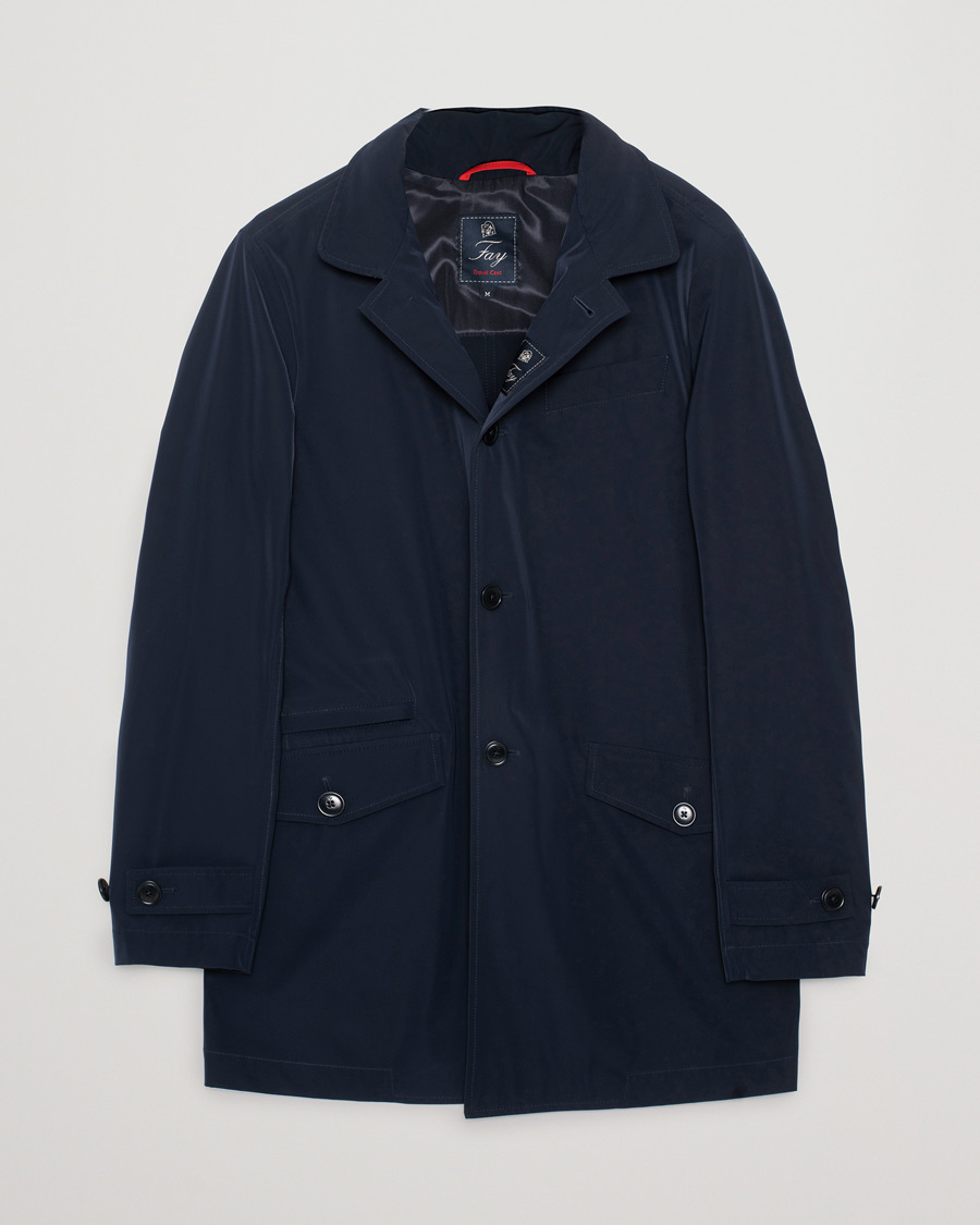 Uomini | Fay JFK Travel Raincoat  Navy | Pre-owned | Fay JFK Travel Raincoat  Navy