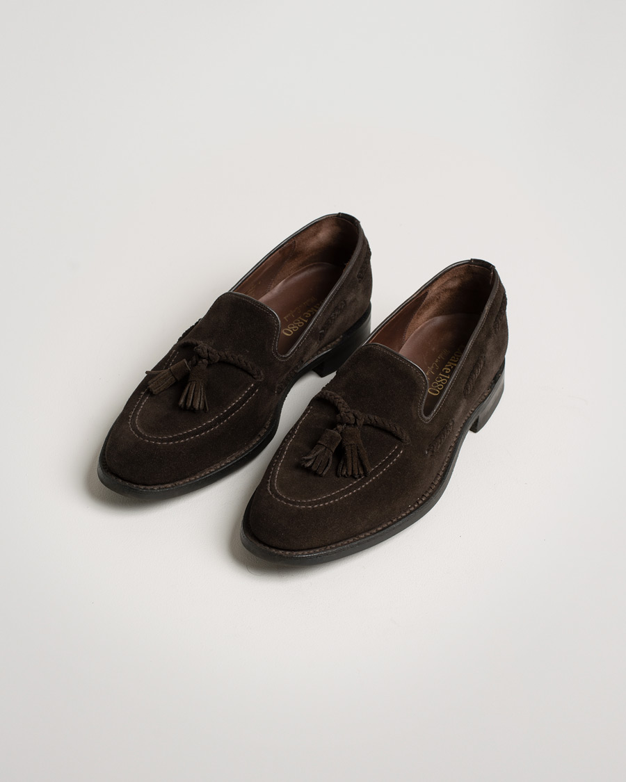 Uomini | Loake 1880 MTO Temple Dainite Loafer Dark Brown Suede | Pre-owned | Loake 1880 MTO Temple Dainite Loafer Dark Brown Suede