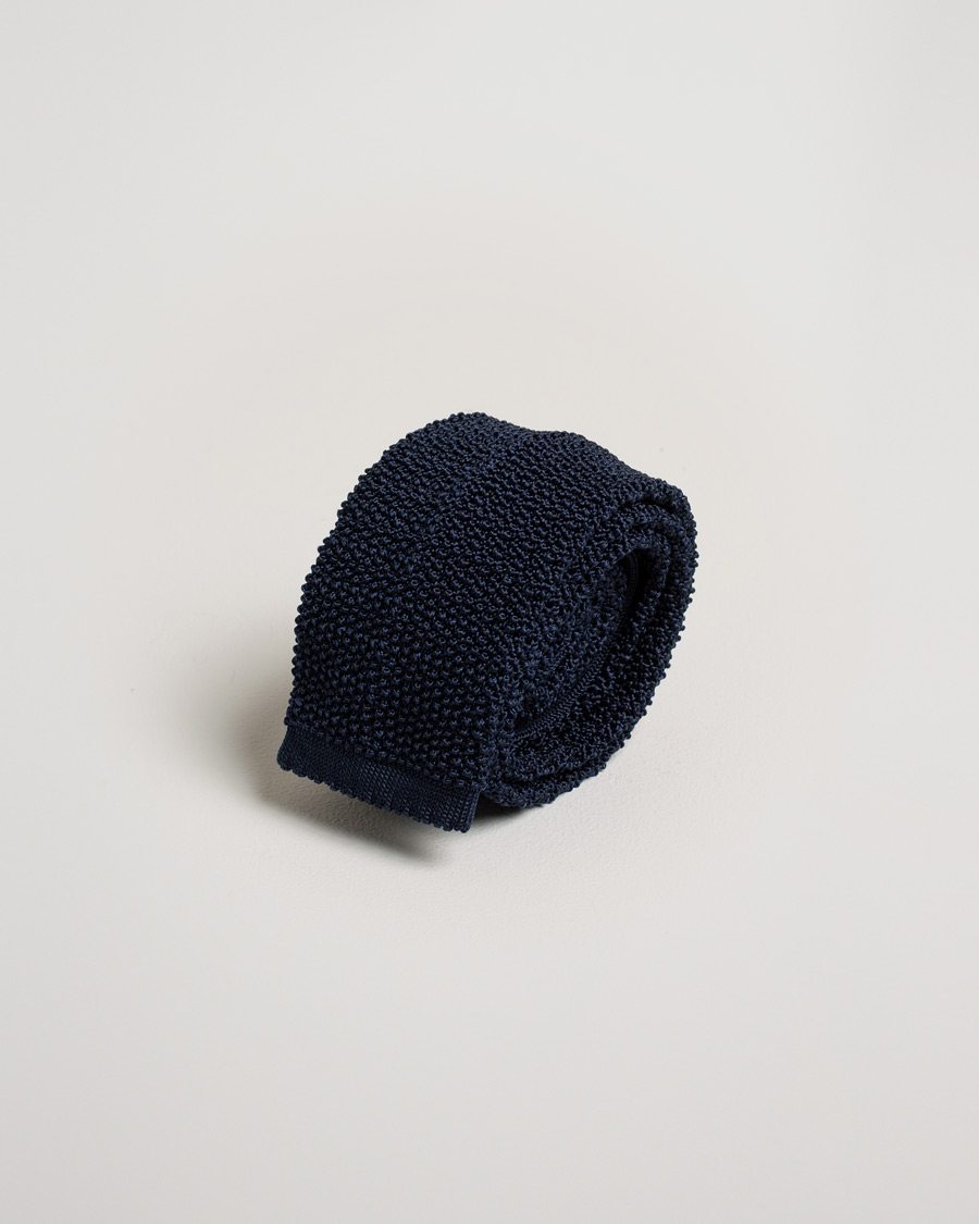Uomini | Drake's Knitted Silk 6.5 cm Tie Navy | Pre-owned | Drake's Knitted Silk 6.5 cm Tie Navy