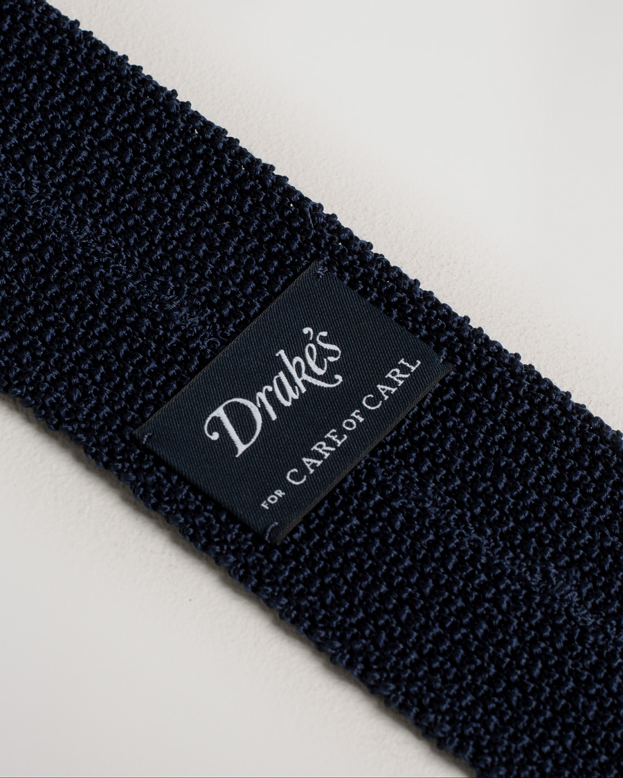 Uomini | Drake's Knitted Silk 6.5 cm Tie Navy | Pre-owned | Drake's Knitted Silk 6.5 cm Tie Navy