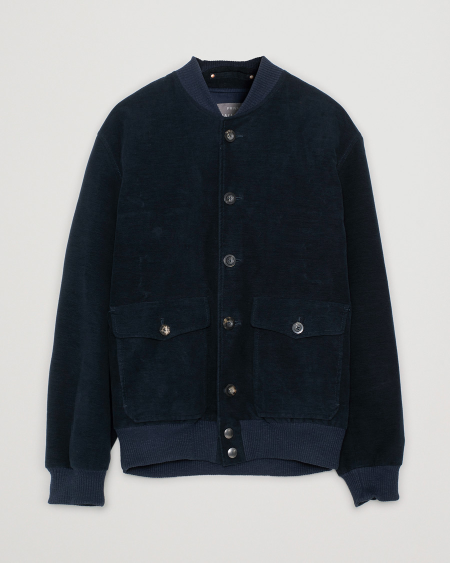 Uomini | Giacche | Pre-owned | Private White V.C. Moleskin Bomber Jacket Midnight