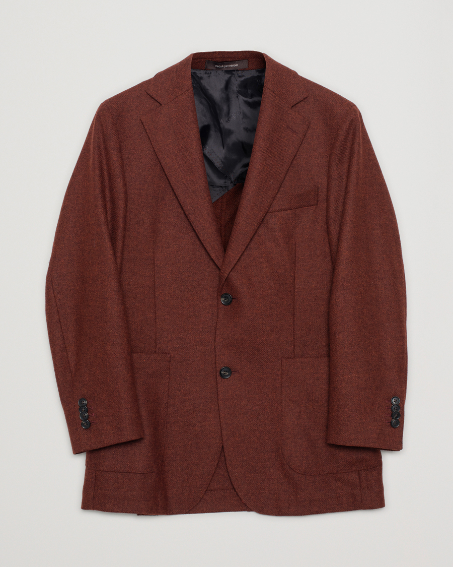 Uomini | Oscar Jacobson Edgar Flannel Blazer Rust 48 | Pre-owned | Oscar Jacobson Edgar Flannel Blazer Rust 48