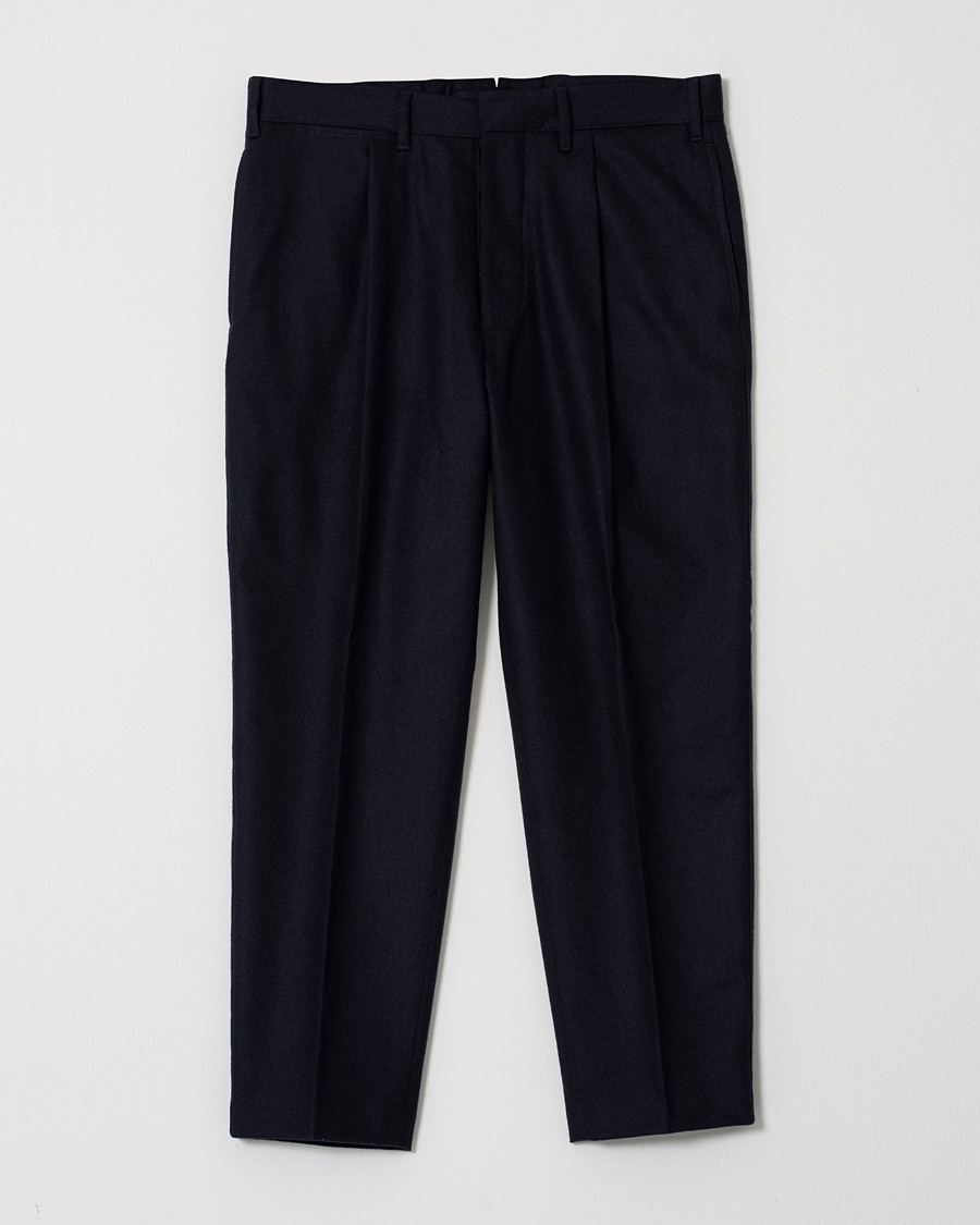 Uomini | The Gigi Tonga Stretch Flannel Pleated Trousers Navy 48 | Pre-owned | The Gigi Tonga Stretch Flannel Pleated Trousers Navy 48