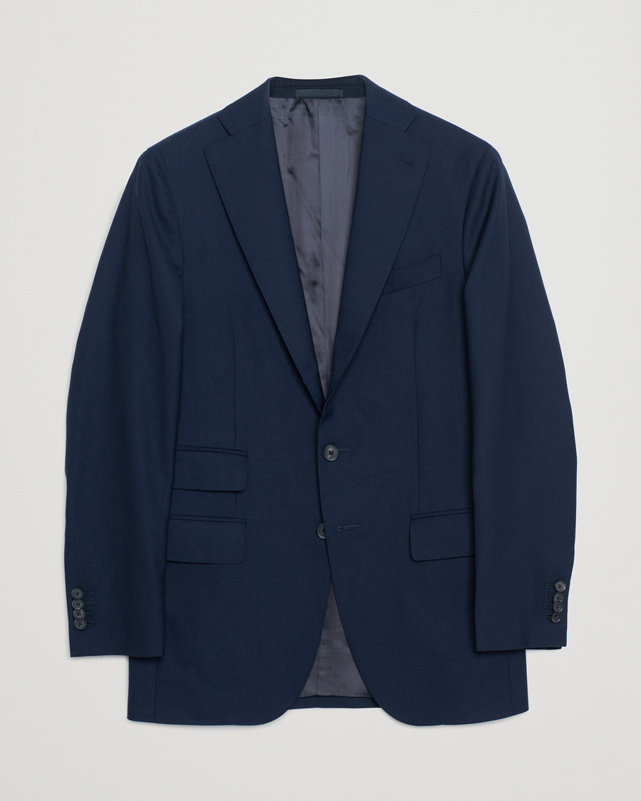 Uomini | Caruso Suit Jacket Super 150's Wool Navy 46 | Pre-owned | Caruso Suit Jacket Super 150's Wool Navy 46