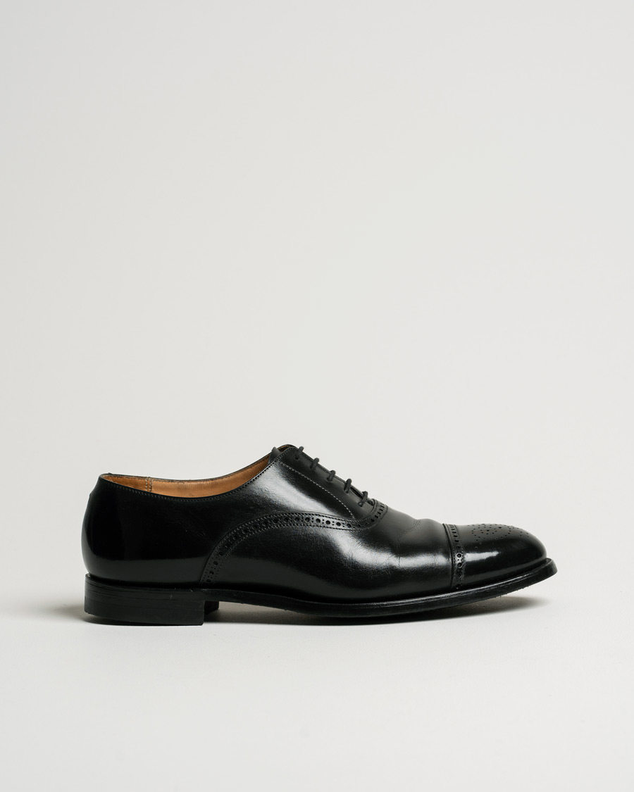 Uomini | Crockett & Jones Hatton Brogue City Sole Black Calf | Pre-owned | Crockett & Jones Hatton Brogue City Sole Black Calf