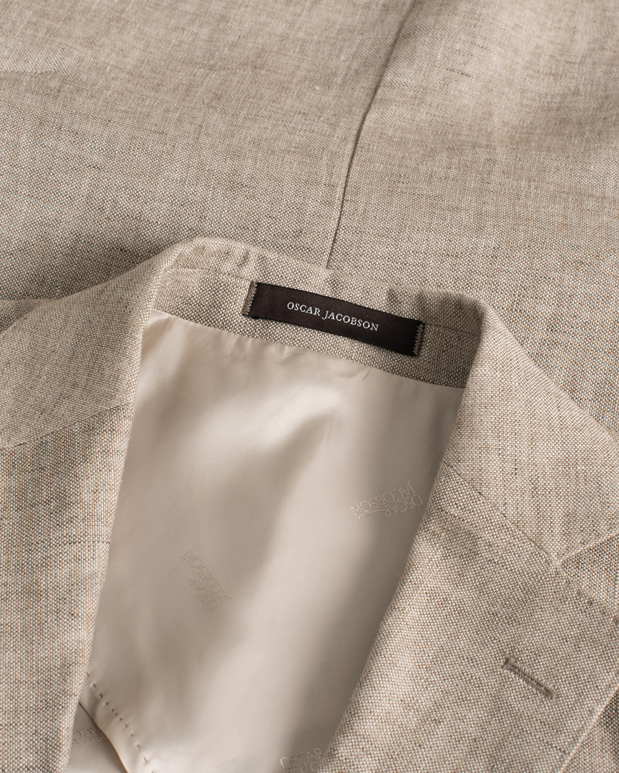Uomini | Oscar Jacobson Egel Linen Blazer Beige | Pre-owned | Oscar Jacobson Egel Linen Blazer Beige