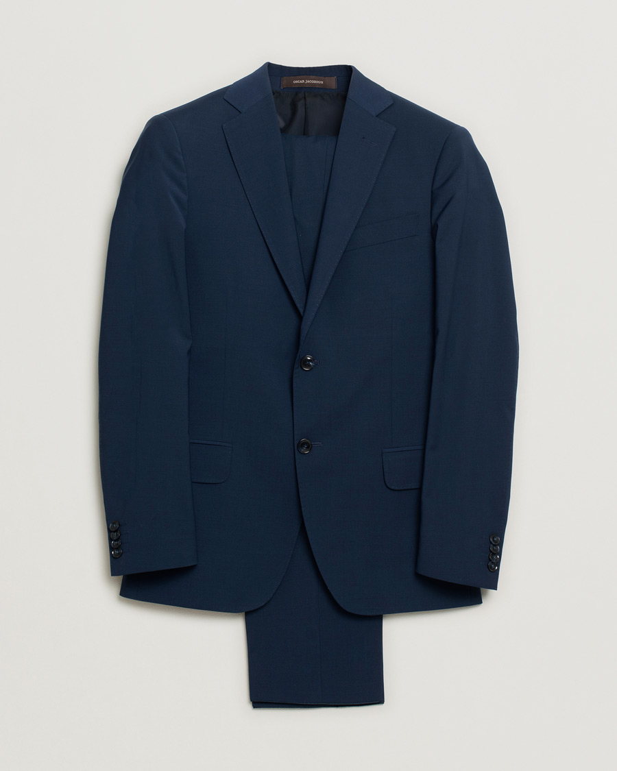 Uomini | Blazers | Pre-owned | Oscar Jacobson Wool Stretch Suit Blue 46/48
