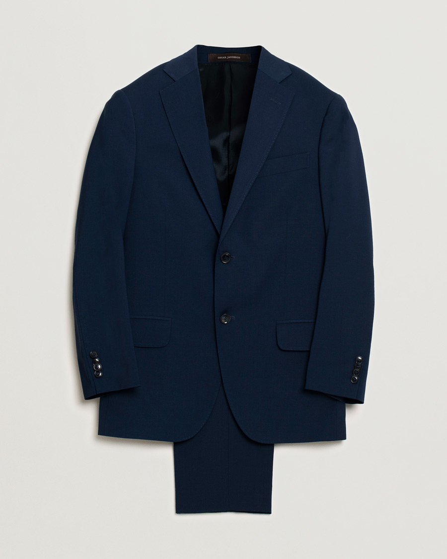 Uomini | Blazers | Pre-owned | Oscar Jacobson Edmund/Denz Wool Stretch Suit Blue 46