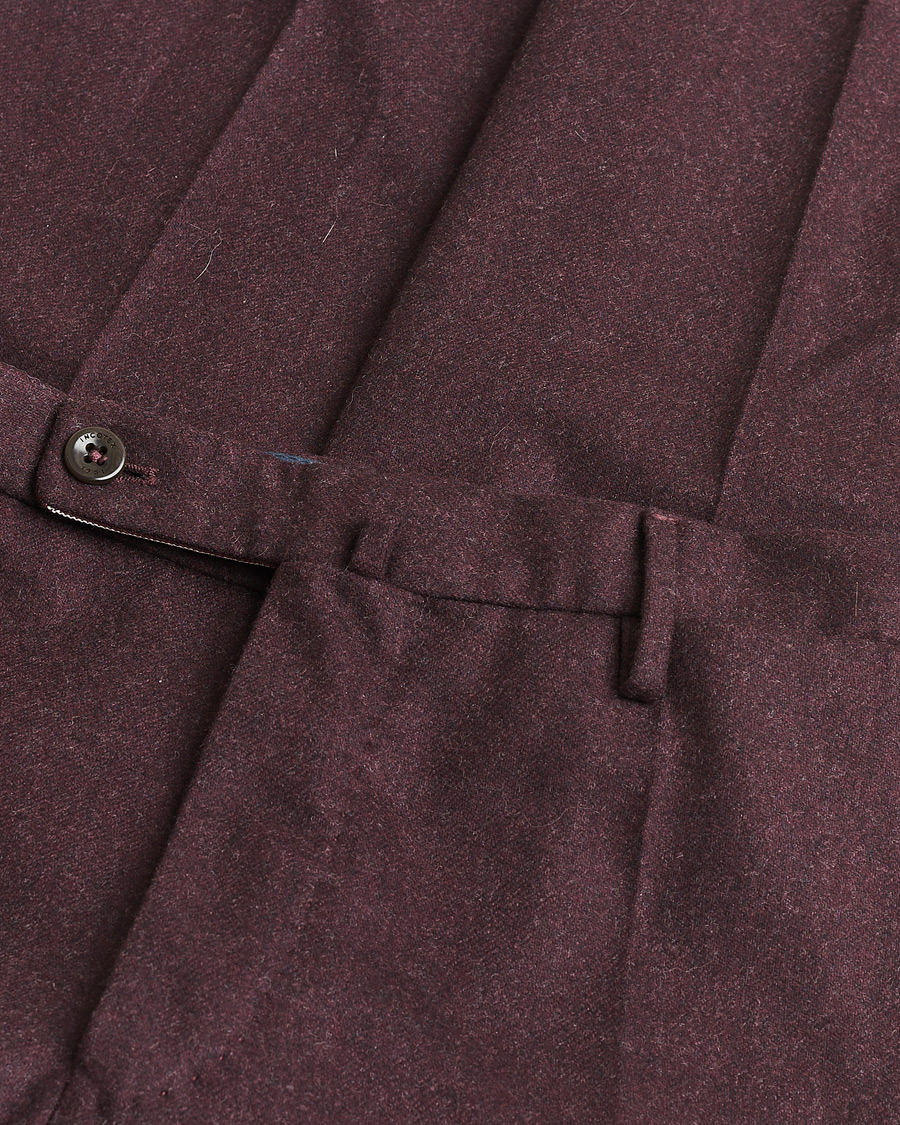 Uomini | Pantaloni Pre-owned | Pre-owned | Incotex Slim Fit Super 100's Wool Flannel Trousers Burgundy 48