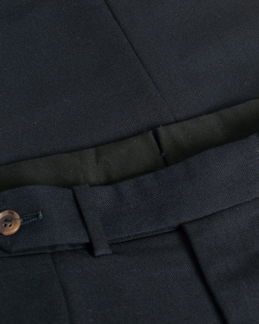 Uomini | Berg&Berg Arnold Pleated Side Adjuster Wool Trousers Navy 48 | Pre-owned | Berg&Berg Arnold Pleated Side Adjuster Wool Trousers Navy 48