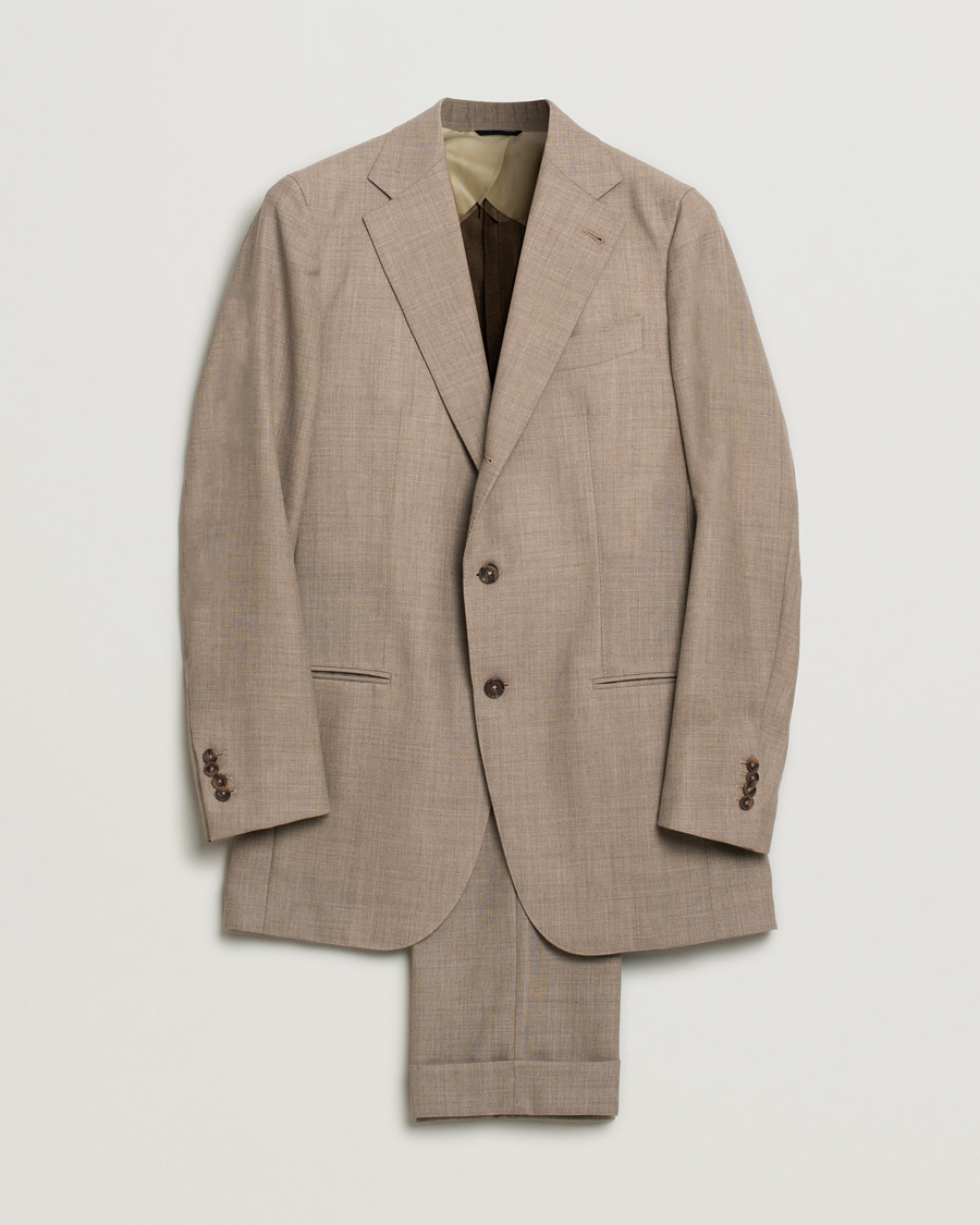 Uomini | Abiti | Pre-owned | Berg&Berg Dan Wool Suit Taupe Melange 50