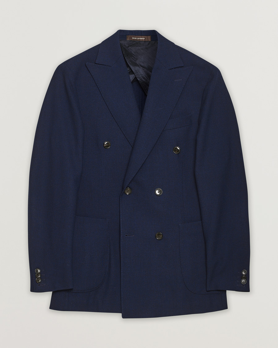 Uomini | Oscar Jacobson Erik Double Breasted Wool Blazer Navy 46 | Pre-owned | Oscar Jacobson Erik Double Breasted Wool Blazer Navy 46