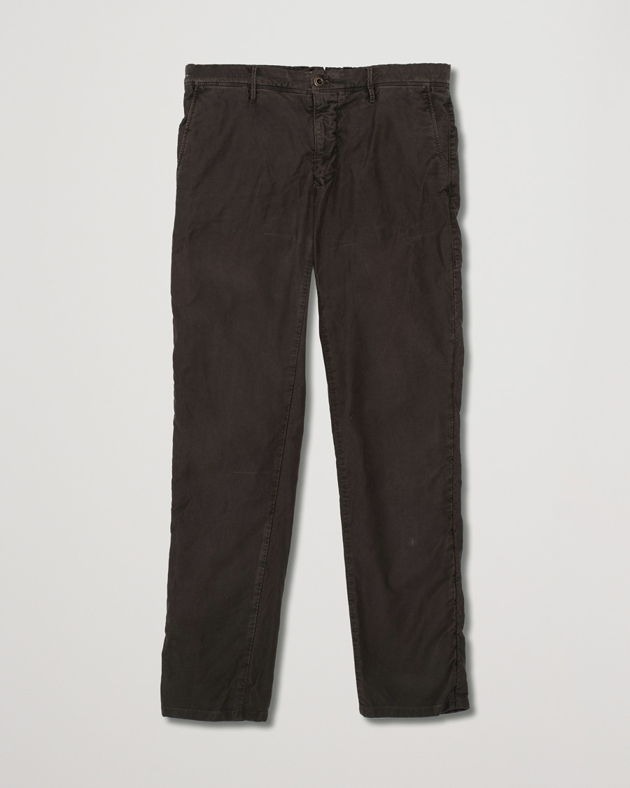 Uomini | Incotex Slim Fit Garment Dyed Washed Slacks Dark Brown | Pre-owned | Incotex Slim Fit Garment Dyed Washed Slacks Dark Brown