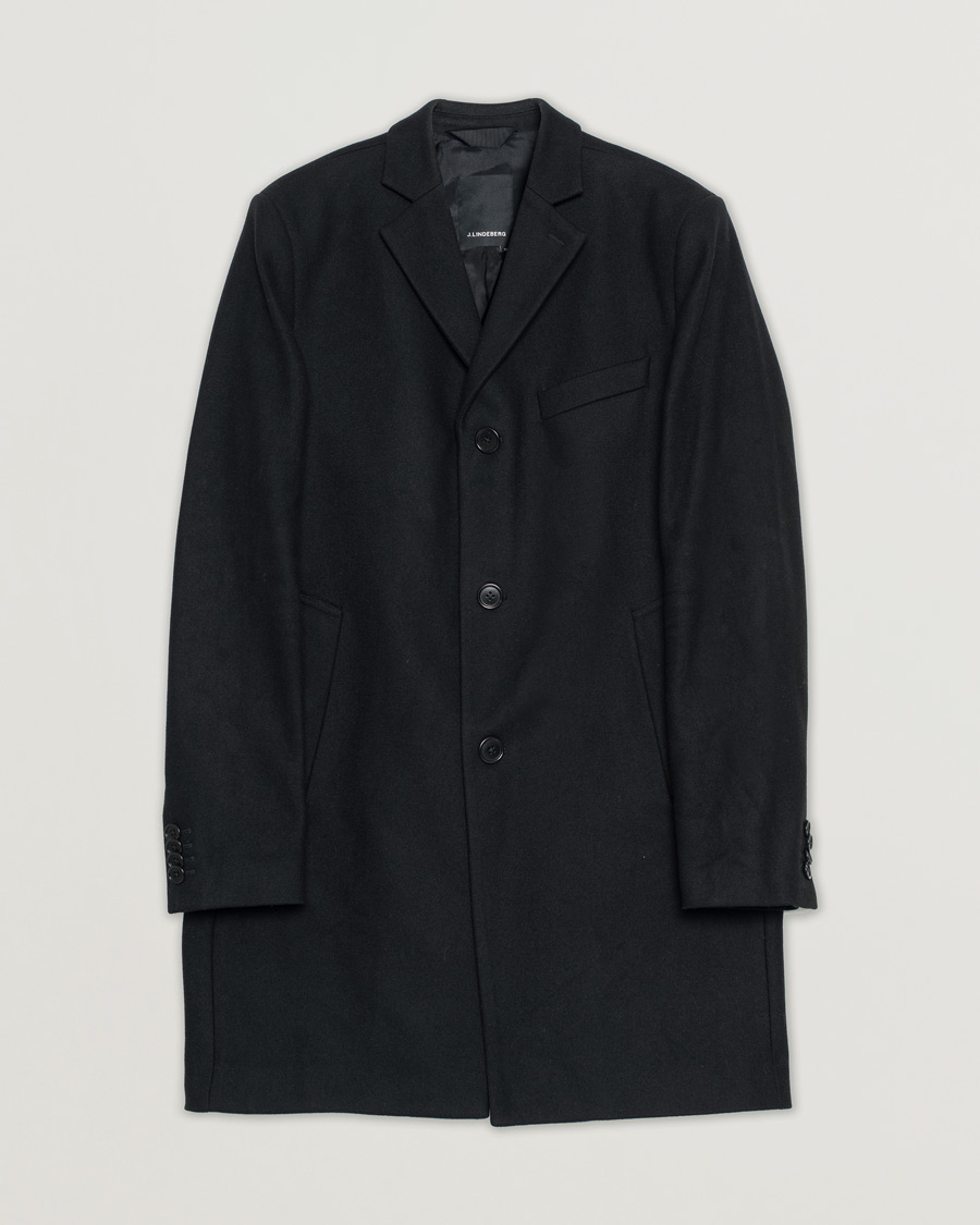 Uomini | J.Lindeberg Wolger Compact Melton Coat Black | Pre-owned | J.Lindeberg Wolger Compact Melton Coat Black