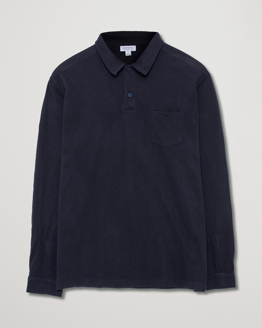 Uomini | Maglieria | Pre-owned | Sunspel Riviera Long Sleve Polo Navy