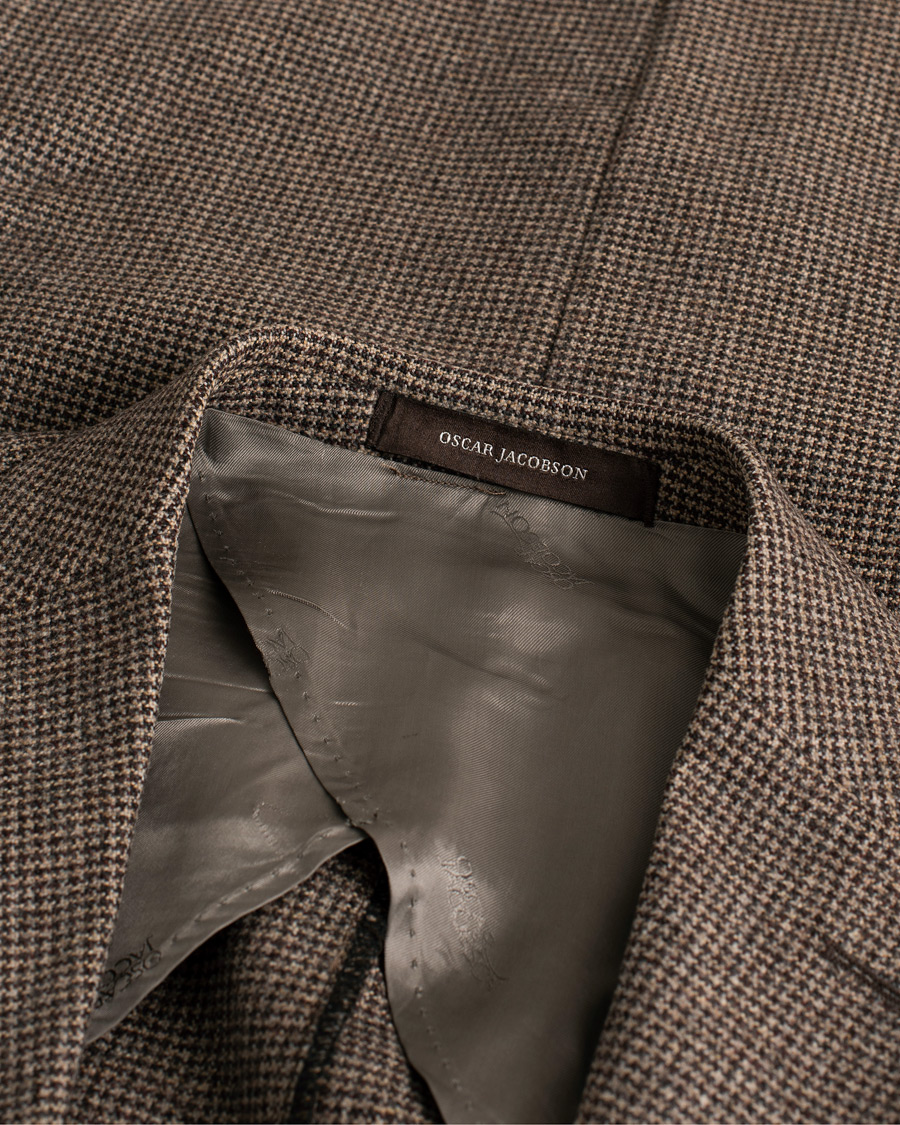 Uomini | Oscar Jacobson Einar Houndstooth Wool Blazer Brown 46 | Pre-owned | Oscar Jacobson Einar Houndstooth Wool Blazer Brown 46