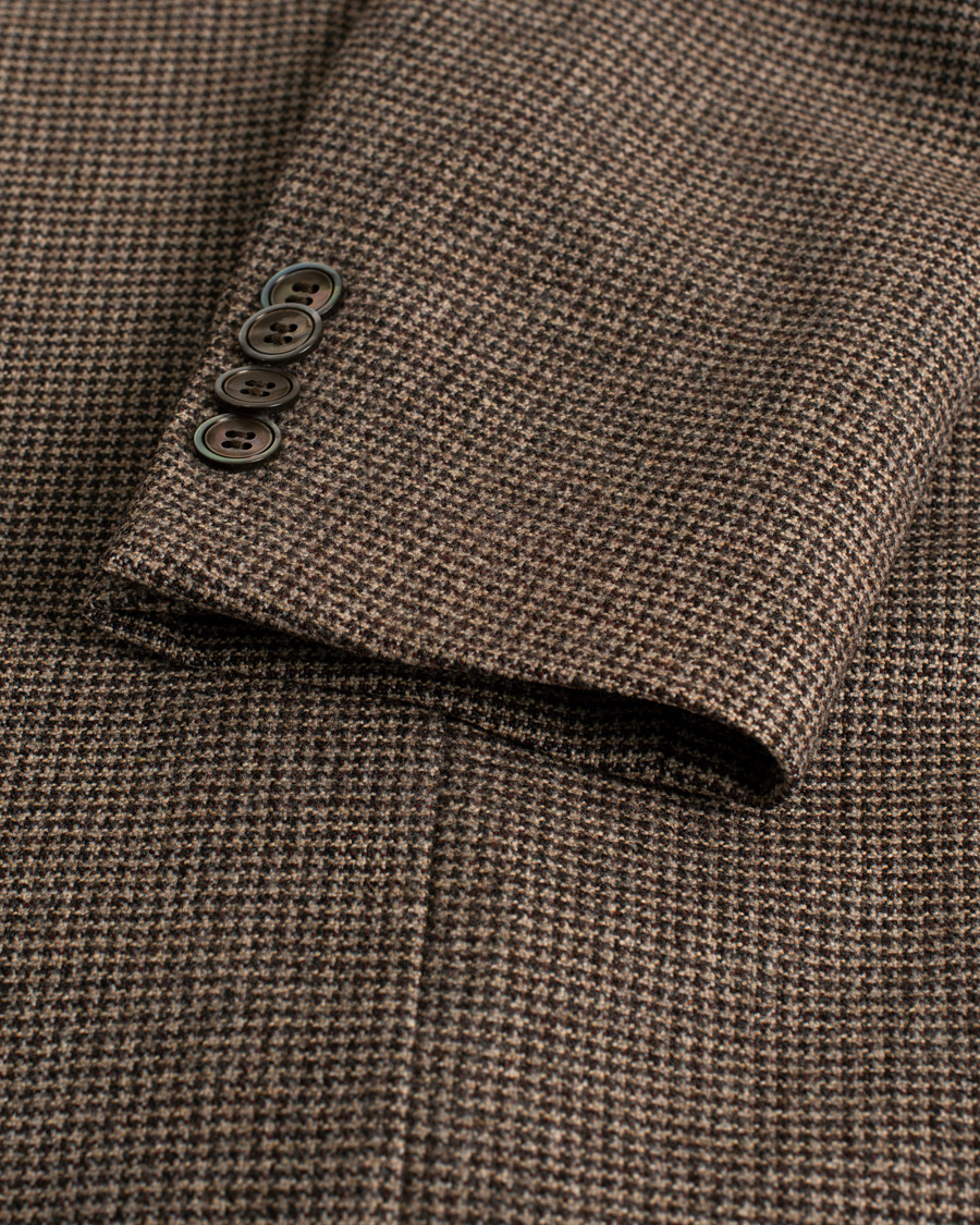 Uomini | Oscar Jacobson Einar Houndstooth Wool Blazer Brown 46 | Pre-owned | Oscar Jacobson Einar Houndstooth Wool Blazer Brown 46
